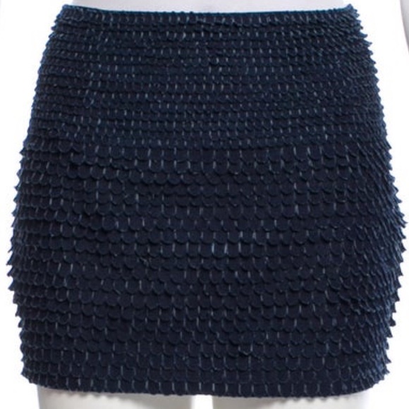 Haute Hippie Navy Scalloped Mini Skirt - Picture 1 of 14